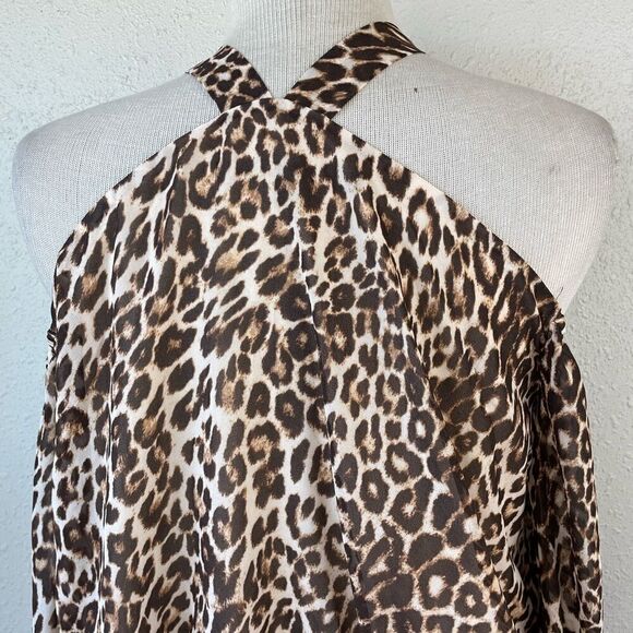 NWT Guess Leopard Print Cold Shoulder Top Size M - Picture 5 of 6